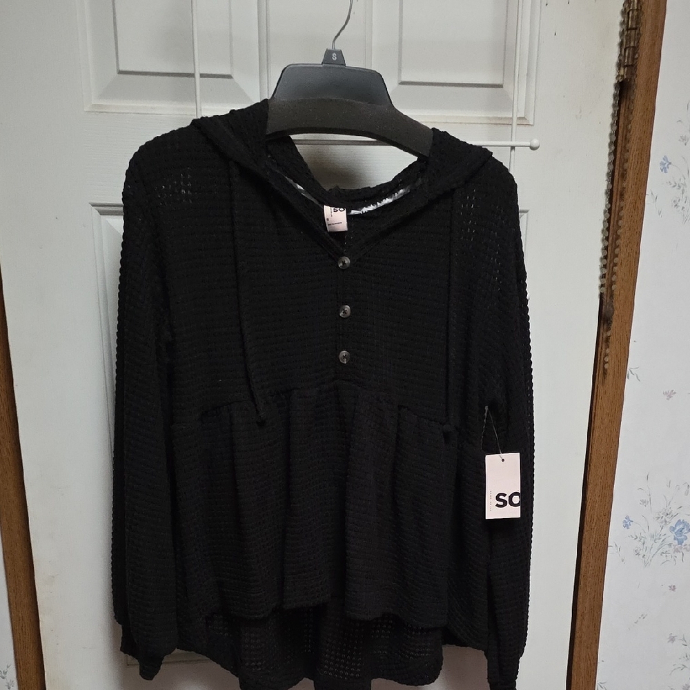SO Black Textured Hoodie Sweatshirt